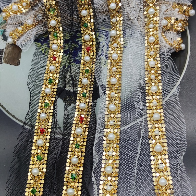 New Handmade Gold Beaded Lace  - đánh giá và giá Lace Ribbon Trim