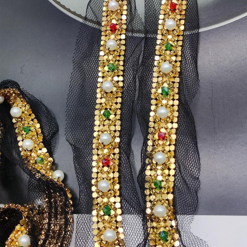 New Handmade Gold Beaded Lace  - đánh giá và giá Lace Ribbon Trim