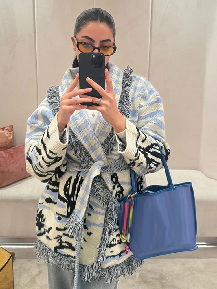 Print Knit Tassel Cardigan Wom - đánh giá và giá Tassel Fringe Trim