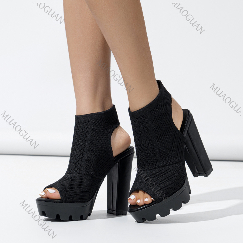 Summer New Women's Heels Shoes - đánh giá và giá Embellish Knit